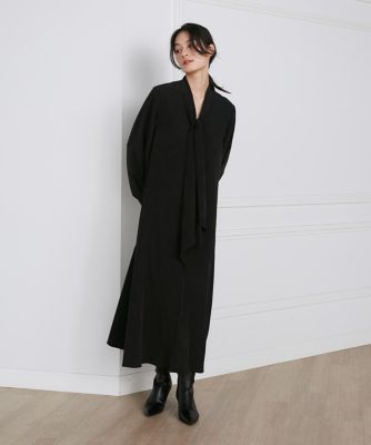大きいサイズ》リボンタイバックプリーツドレス《la veille