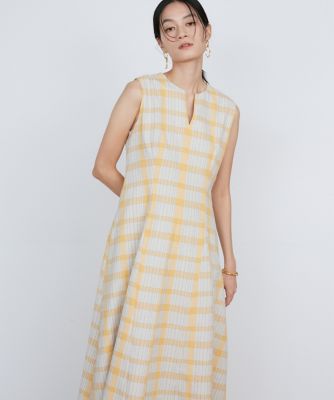 ＜la veille by SUPERIOR CLOSET (Women)＞ブッチャー織ミディ丈ワンピース《ｌａ　ｖｅｉｌｌｅ　ｂｙ　ＳＵＰＥＲＩＯＲ　ＣＬＯＳＥＴ》（７１４０１２１９１４）