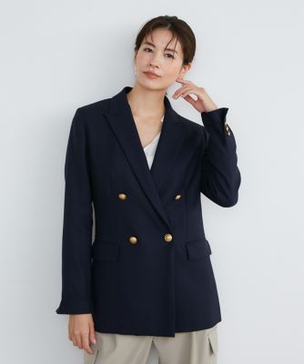極美品　イネド　ダブルブレストジャケット　11号　黒　2025年　完売 定番ダブルブレストジャケット（7140141002） | INED (Women