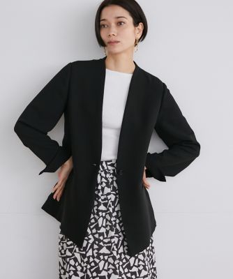 《大きいサイズ》ダブルジョーゼットノーカラージャケット（７１４０１４１８３５）