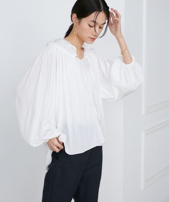 ＜la veille by SUPERIOR CLOSET (Women)＞ギャザーブラウス《ｌａ　ｖｅｉｌｌｅ　ｂｙ　ＳＵＰＥＲＩＯＲ　ＣＬＯＳＥＴ》（７１４０１８２９２０）