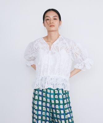 ＜la veille by SUPERIOR CLOSET (Women)＞トルコレースブラウス《ｌａ　ｖｅｉｌｌｅ　ｂｙ　ＳＵＰＥＲＩＯＲ　ＣＬＯＳＥＴ》（７１４０１８２９２２）