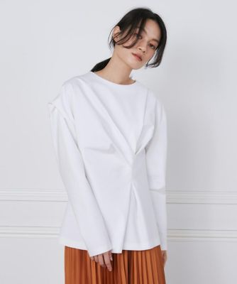 ＜la veille by SUPERIOR CLOSET (Women)＞《大きいサイズ》アシンメトリーデザインカットソー《ｌａ　ｖｅｉｌｌｅ　ｂｙ　ＳＵＰＥＲＩＯＲ　ＣＬＯＳＥＴ》（７１４０１９０８０１）