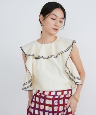 シアーフリルノースリーブカットソー《ｌａ　ｖｅｉｌｌｅ　ｂｙ　ＳＵＰＥＲＩＯＲ　ＣＬＯＳＥＴ》（７１４０１９０９０９）