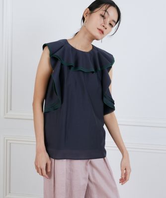 シアーフリルノースリーブカットソー《ｌａ　ｖｅｉｌｌｅ　ｂｙ　ＳＵＰＥＲＩＯＲ　ＣＬＯＳＥＴ》（７１４０１９０９０９）