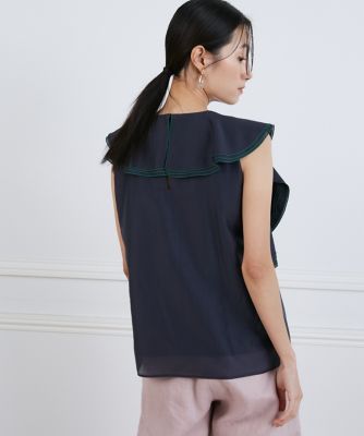 シアーフリルノースリーブカットソー《ｌａ　ｖｅｉｌｌｅ　ｂｙ　ＳＵＰＥＲＩＯＲ　ＣＬＯＳＥＴ》（７１４０１９０９０９）