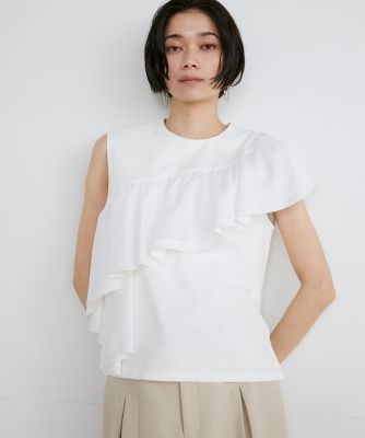 ＜la veille by SUPERIOR CLOSET (Women)＞アシンメトリーフリルカットソー《ｌａ　ｖｅｉｌｌｅ　ｂｙ　ＳＵＰＥＲＩＯＲ　ＣＬＯＳＥＴ》（７１４０１９０９１０）