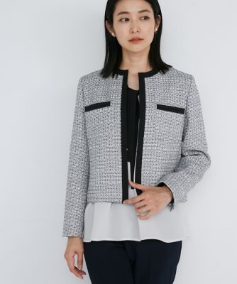 高級大きいサイズ　NEMIKA レリアン　ツイードノーカラースーツ　セットアップMaxMara