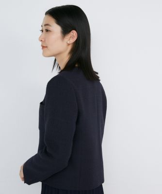 INEDイネド大きいサイズ13ノーカラージャケット黒 総裏 美品 ゆったり z-41141804-6.jpg