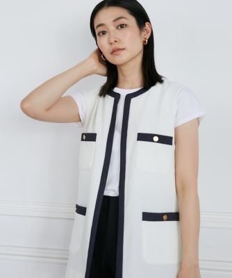 ＜INED L (Women/大きいサイズ)＞《大きいサイズ》配色ジレ（７１４１１４１８１６）
