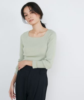 スクエアネックリブニット（7141170003） | INED (Women