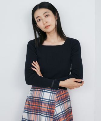 スクエアネックリブニット（7141170003） | INED (Women
