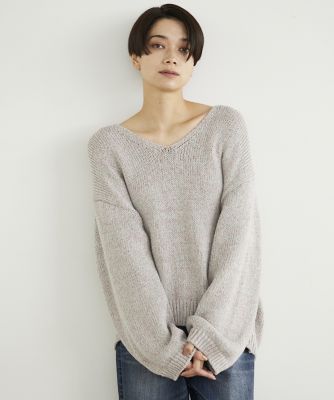 ＜INED (Women)＞ミックスカラーＶネックニット《ＬＩＮＥＡＰＩＵ》（７１４１１７００１３）