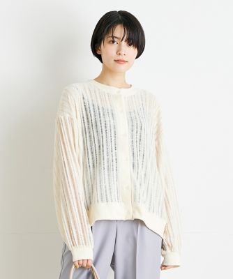 ＜INED (Women)＞《ＩＮＥＤ　ＣＬＡＲＯ》シアークルーカーディガン（７１４１１７８５０３）