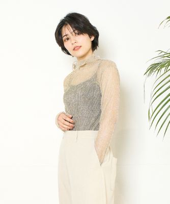 ＜INED (Women)＞《ＩＮＥＤ　ＣＬＡＲＯ》ラメチュールハイネック（７１４１１９０５１２）