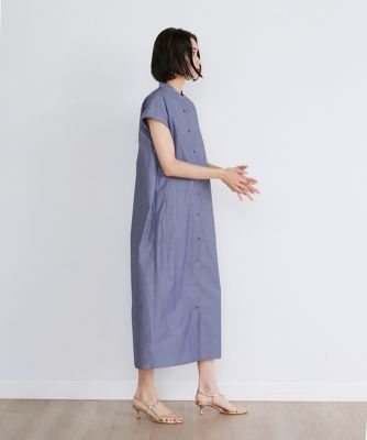 コットンタイプライターフレンチスリーブワンピース