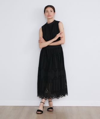 刺繍レースシャーリングドレス（７１４２１２１０３２）