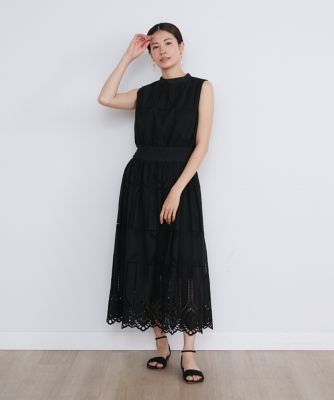 刺繍レースシャーリングドレス（７１４２１２１０３２）