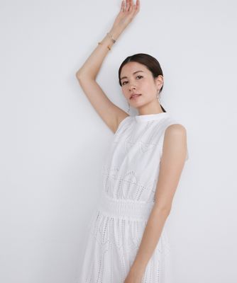 刺繍レースシャーリングドレス（７１４２１２１０３２）
