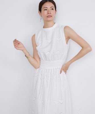 刺繍レースシャーリングドレス（７１４２１２１０３２）