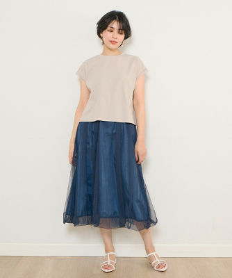 ＜INED (Women)＞《ＩＮＥＤ　ＣＬＡＲＯ》カットジョーゼット×チュールワンピース（７１４２１２１５０７）