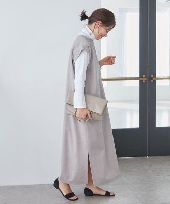 《大きいサイズ》辛口シックなレイヤードワンピース《三尋木奈保コラボ》（７１４２１２１８２４）