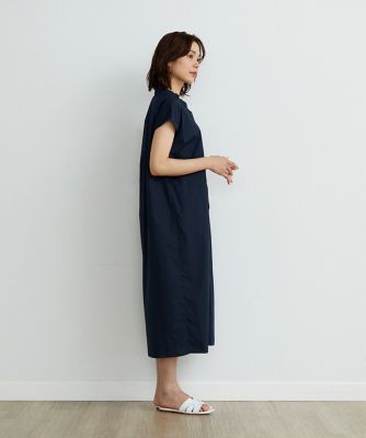 《大きいサイズ》コットンタイプライターフレンチスリーブワンピース（７１４２１２１８３１）
