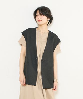 ＜INED (Women)＞《ＩＮＥＤ　ＣＬＡＲＯ》リネンライクエステルベスト（７１４２１４１５２７）