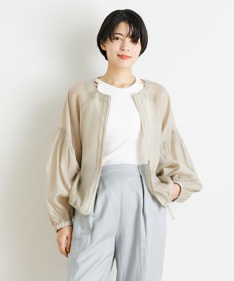 ＜INED (Women)＞《ＩＮＥＤ　ＣＬＡＲＯ》シャーリングスリーブブルゾン（７１４２１４４５０１）