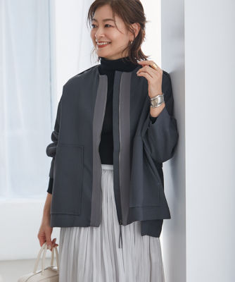 ＜INED L (Women/大きいサイズ)＞《大きいサイズ》きれいめモードの上品ブルゾン《三尋木奈保コラボ》（７１４２１４４８０２）