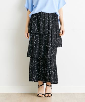 ＜INED (Women)＞《ＩＮＥＤ　ＣＬＡＲＯ》ドットプリントスカート（７１４２１５２５１０）