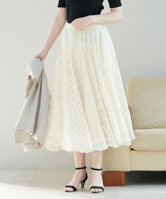 ＜INED (Women)＞《ＩＮＥＤ　ＣＬＡＲＯ》パネルメッシュレーススカート（７１４２１５２５１２）