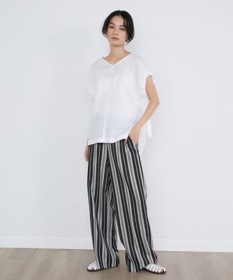 ◆ヌキテパ◆ストライププリントパンツ Wide Stripe Relax Tuck Pants | Pasand by ne Quittez pas