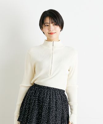 ＜INED (Women)＞《ＩＮＥＤ　ＣＬＡＲＯ》ハーフジップリブニット（７１４２１７０５０８）