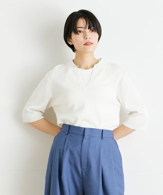 ＜INED (Women)＞《ＩＮＥＤ　ＣＬＡＲＯ》ハーフスリーブスキッパーニット（７１４２１７０５１０）