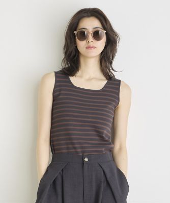 ＜INED (Women)＞《ＩＮＥＤ　ＣＬＡＲＯ》ノースリーブボーダーリブニット（７１４２１７０５１９）