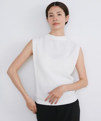 ＜INED L (Women/大きいサイズ)＞《大きいサイズ》ショルダータックノースリーブニット《Ｃｕｏｏ》（７１４２１７０８３１）