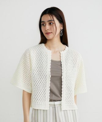 ＜INED (Women)＞クロシェ風ニットカーディガン（７１４２１７８０２８）