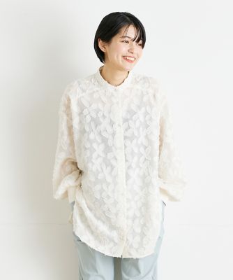 ＜INED (Women)＞《ＩＮＥＤ　ＣＬＡＲＯ》フラワージャガードシャツ（７１４２１８１５０２）
