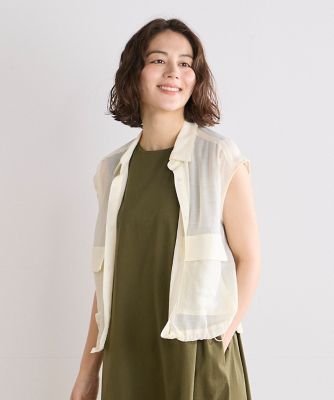 ＜INED (Women)＞《ＩＮＥＤ　ＣＬＡＲＯ》シアーランダム楊柳シャツ（７１４２１８１５０８）