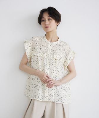 ＜INED (Women)＞《ＩＮＥＤ　ＣＬＡＲＯ》ドットプリントブラウス（７１４２１８１５１６）