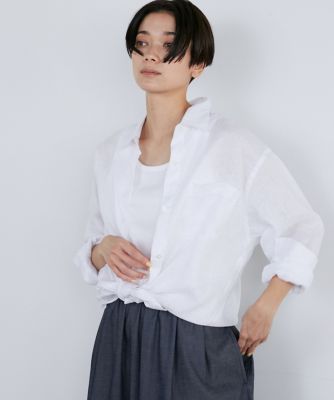 ＜INED L (Women/大きいサイズ)＞《大きいサイズ》リネンレギュラーカラーシャツ（７１４２１８１８１５）