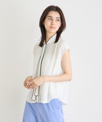 ＜INED (Women)＞バイカラーボウタイブラウス（７１４２１８２０３６）