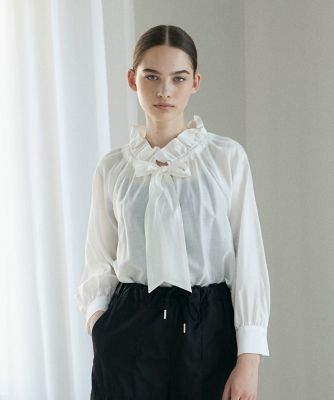 ＜INED (Women)＞《ＩＮＥＤ　ＣＬＡＲＯ》シルキーローンリボンブラウス（７１４２１８２５０５）