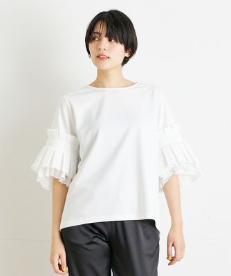 ＜INED (Women)＞《ＩＮＥＤ　ＣＬＡＲＯ》フラワーメッシュスリーブプルオーバー（７１４２１８２５１０）