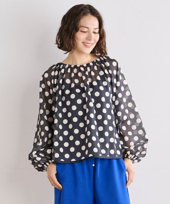 《ＩＮＥＤ　ＣＬＡＲＯ》ドットプリントブラウス（７１４２１８２５１８）