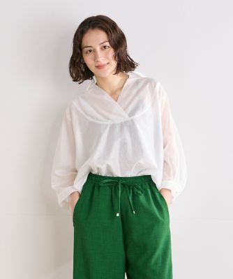 ＜INED (Women)＞《ＩＮＥＤ　ＣＬＡＲＯ》スキッパーシアーブラウス（７１４２１８２５２７）