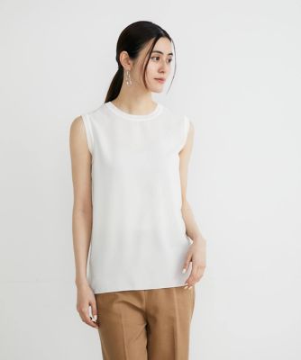 ＜INED (Women)＞ニットリブクルーネックスリーブレスブラウス（７１４２１９０００３）