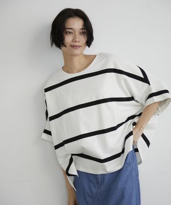 ＜INED (Women)＞《ＩＮＥＤ　ＣＬＡＲＯ》ドルマンボーダートップス（７１４２１９０５０８）