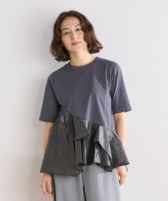 トゥモローランド　ボールジィ　ティアードフリル　プルオーバー　異素材切り替え 異素材コンビ・フリル切替えプルオーバー/40代50代からの